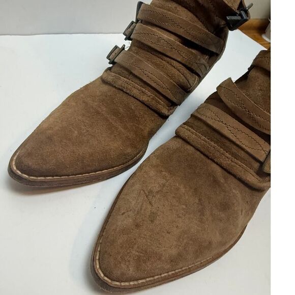 Free People Mason Distressed Suede Buckle Boots Sz. 39 (US 8.5) - Picture 3 of 10